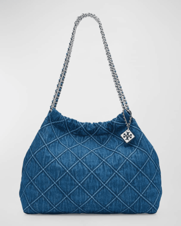 First Copy Replica Tory Burch Fleming Soft Denim Drawstring Bag