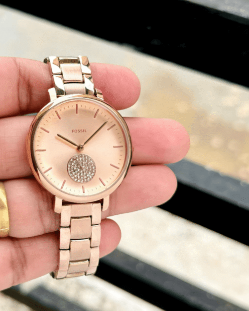 Fossil Jacqueline Rose Gold Watch For Women - First Copy Replica Watch