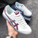 Onitsuka Tiger Tokuten White Grey Burgundy Shoes - First Copy