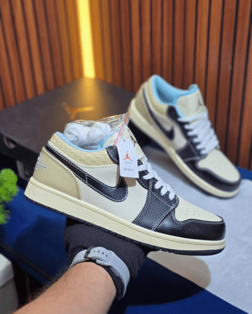 Nike Air Jordan 1 Low Coconut Milk Black Muslin Sneakers Shoes - First Copy