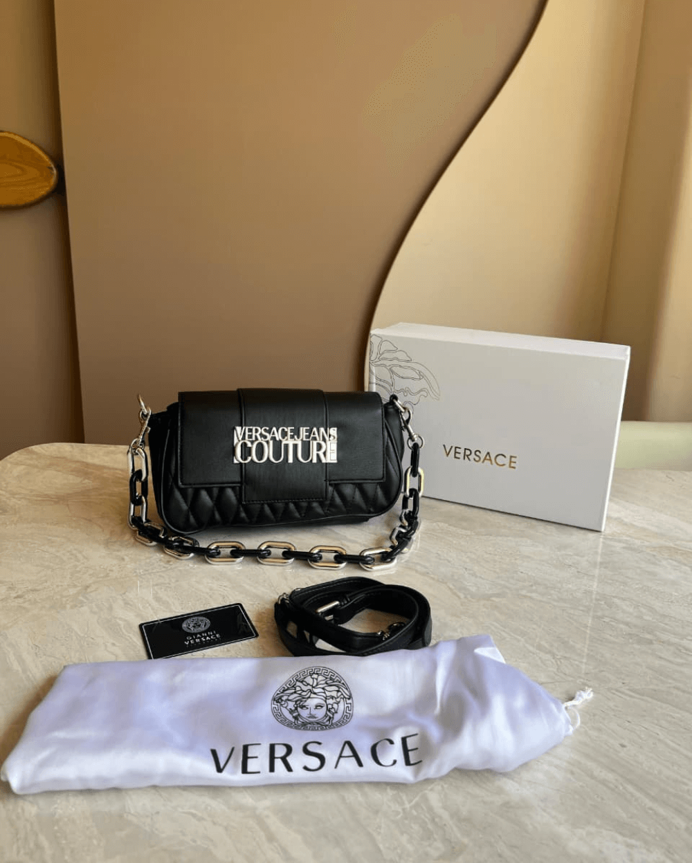 Versace Jeans Couture Quilted Shoulder Bag 1 Versace Jeans Couture Quilted Shoulder Bag - First Copy