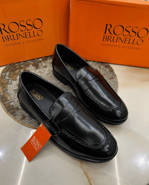 Rosso Brunello Men's Leather Moccasins - First Copy