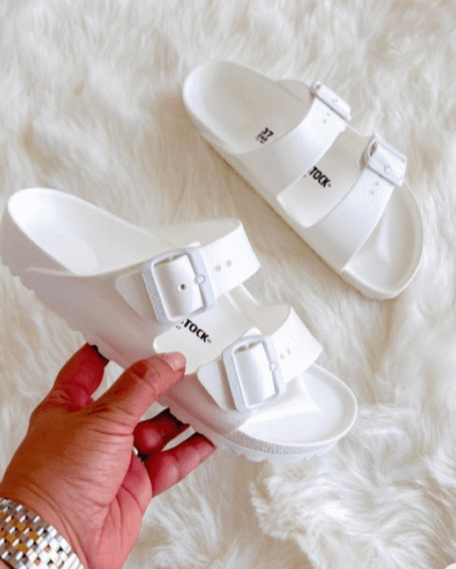 White Birkenstock Arizona Eva Sandals - First Copy
