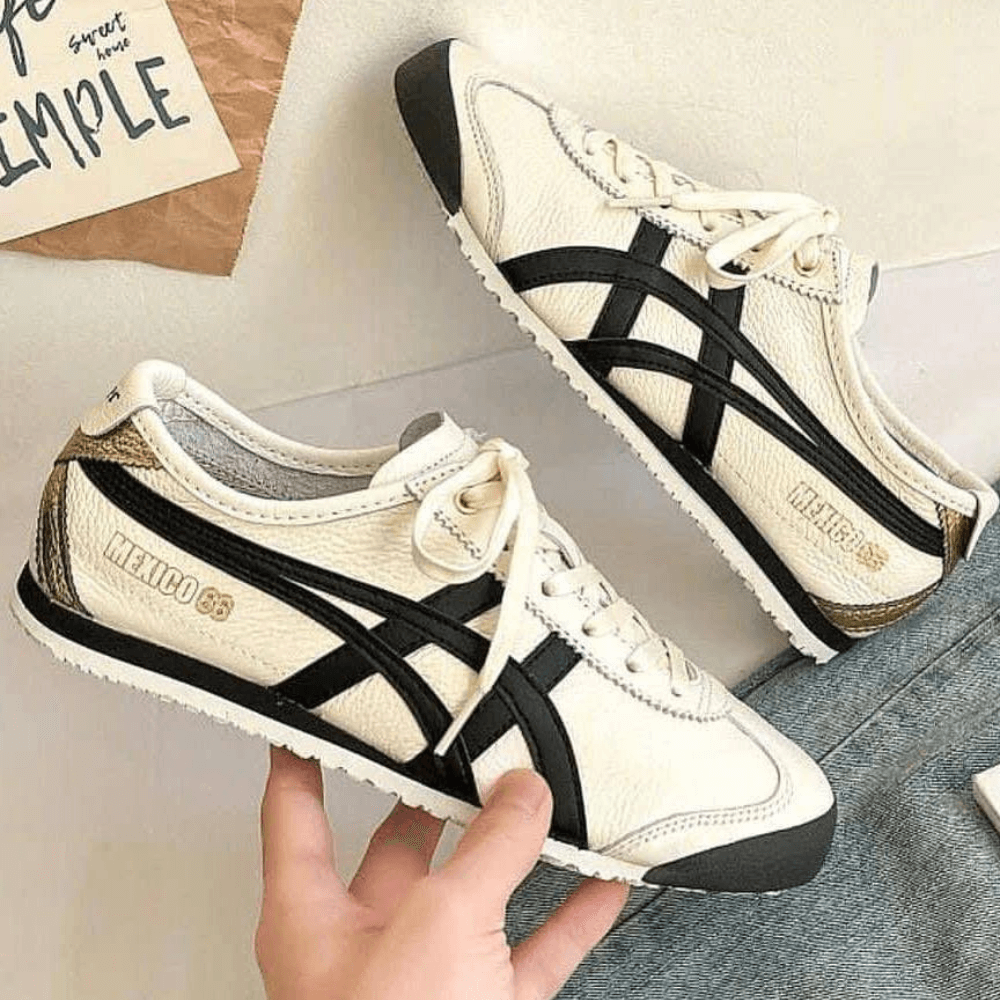 Onitsuka Tiger Mexico 66 Cream Black Gold Sneakers 1 Shop Onitsuka Tiger Mexico 66 Cream Black Gold - First Copy